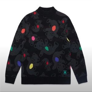 Teddy Fresh Black Falling Bears Mockneck Sweater Medium